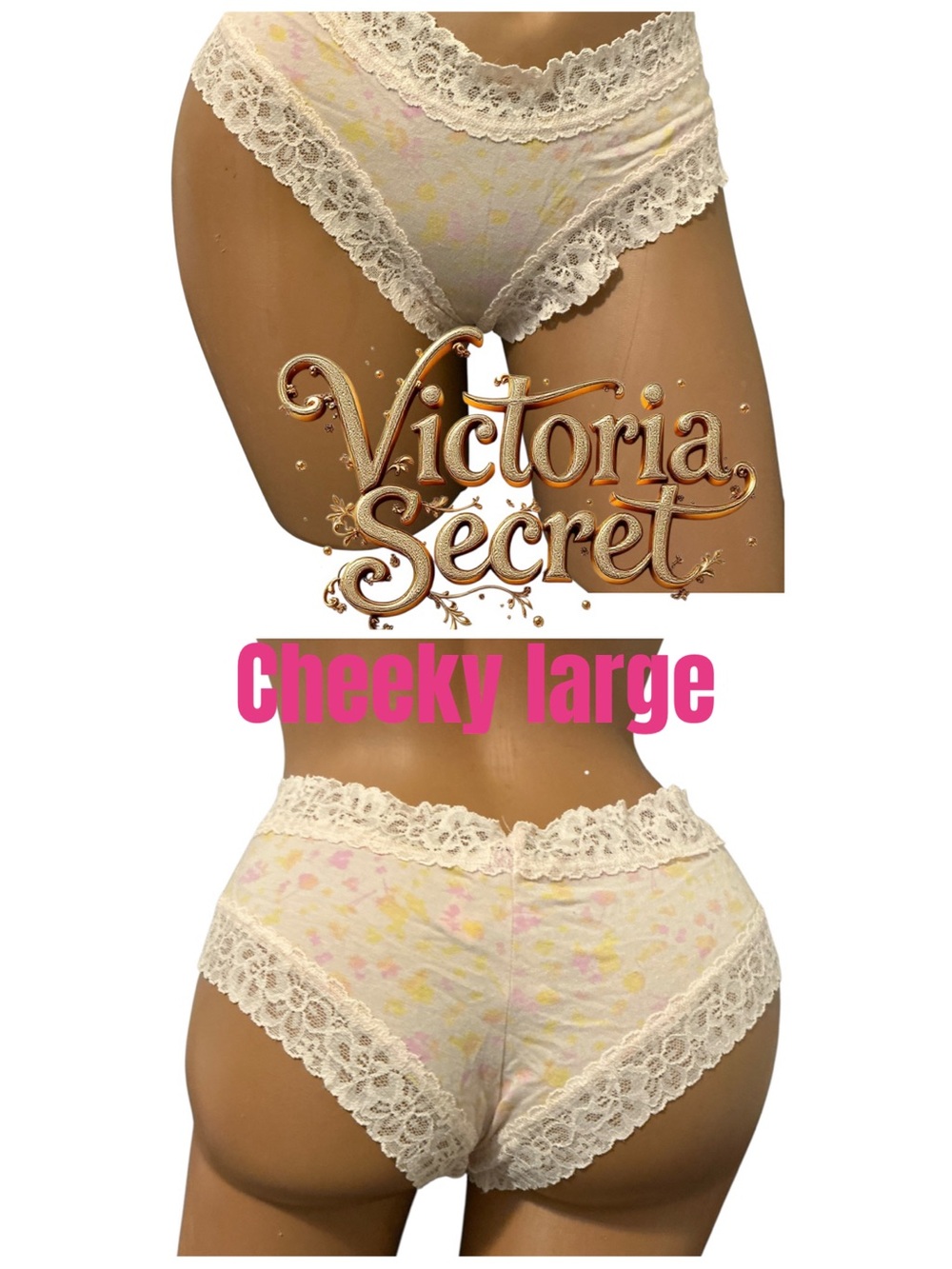 Victoria's Secret Cream Floral Cheeky Lace-Trim Panties